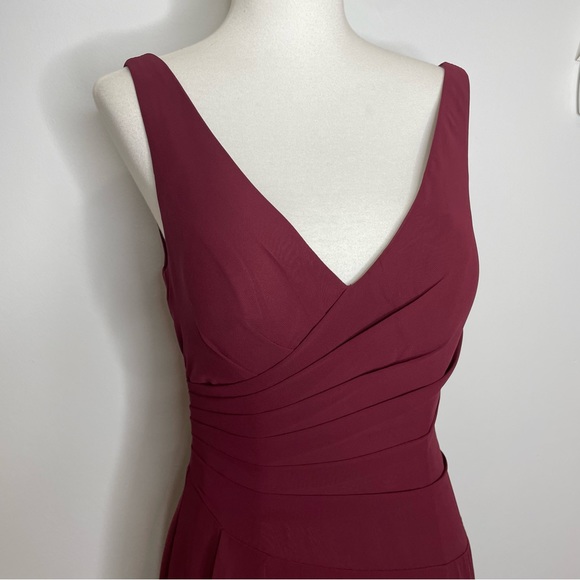 Azazie Floor Length Chiffon Kori Bridesmaid Dress in Cabernet Size 2 - Picture 6 of 10